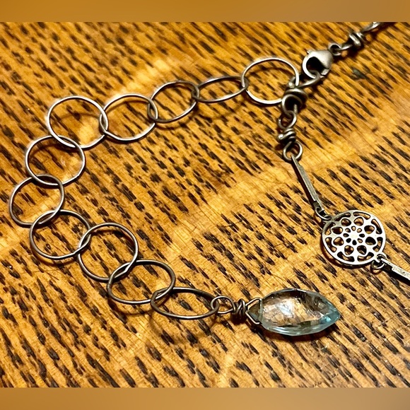 Artisan made Sterling Silver Statement necklace featuring Turquoise & Amazonite